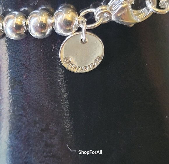 Tiffany & Co. Silver Bead Bracelet heart Tag